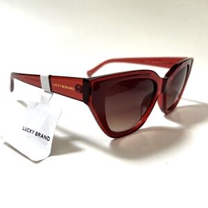 New Original LUCKY BRAND Sunglasses Cat Eye Translucent Acetate Red Maroon